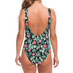 Cute Cactus And Succulent Print One Piece Swimsuit