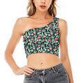 Cute Cactus And Succulent Print One Shoulder Crop Top