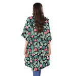 Cute Cactus And Succulent Print Open Front Beach Cover Up