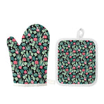 Cute Cactus And Succulent Print Oven Mitt And Pot Holder Set