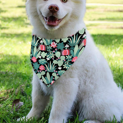 Cute Cactus And Succulent Print Over The Collar Dog Bandana