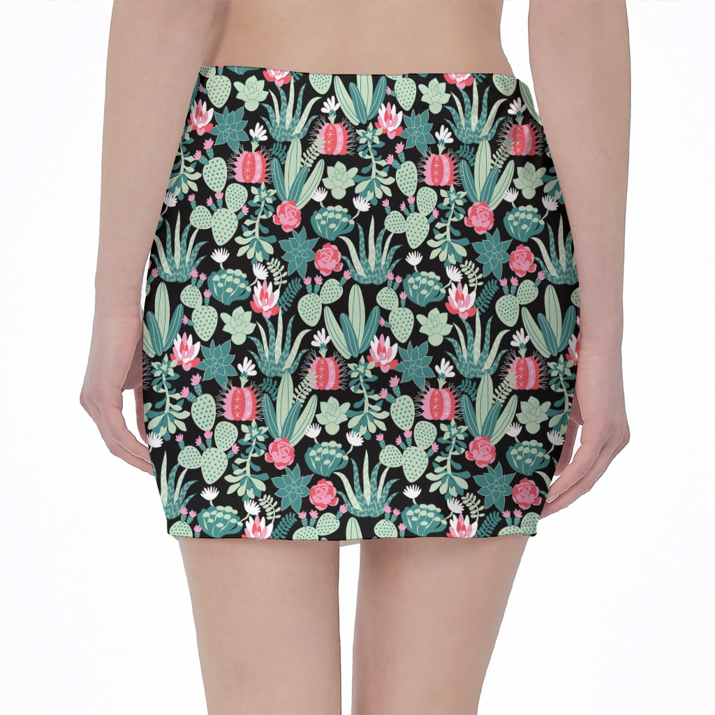 Cute Cactus And Succulent Print Pencil Mini Skirt