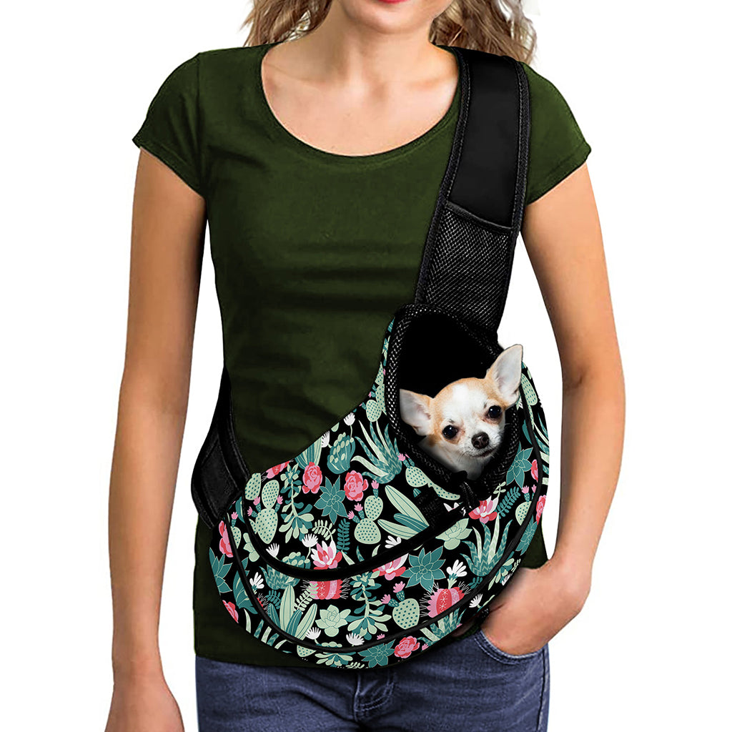 Cute Cactus And Succulent Print Pet Sling Carrier