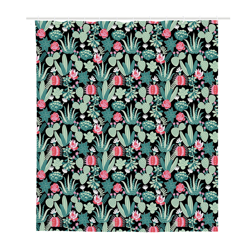Cute Cactus And Succulent Print Polyester Shower Curtain