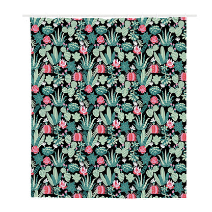 Cute Cactus And Succulent Print Polyester Shower Curtain