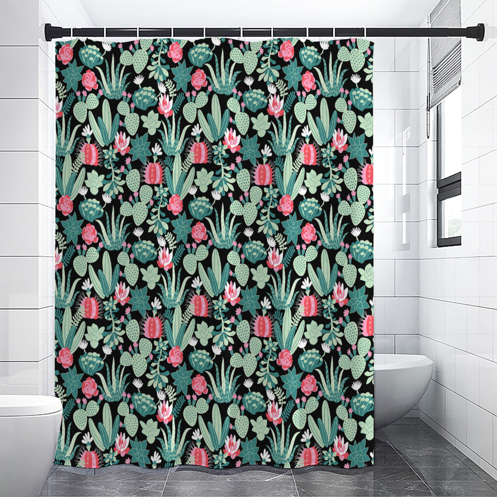 Cute Cactus And Succulent Print Premium Shower Curtain