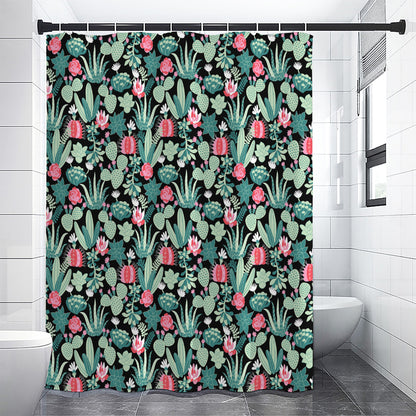 Cute Cactus And Succulent Print Premium Shower Curtain
