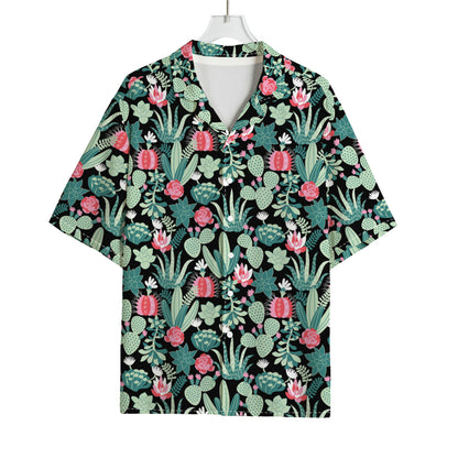 Cute Cactus And Succulent Print Rayon Hawaiian Shirt