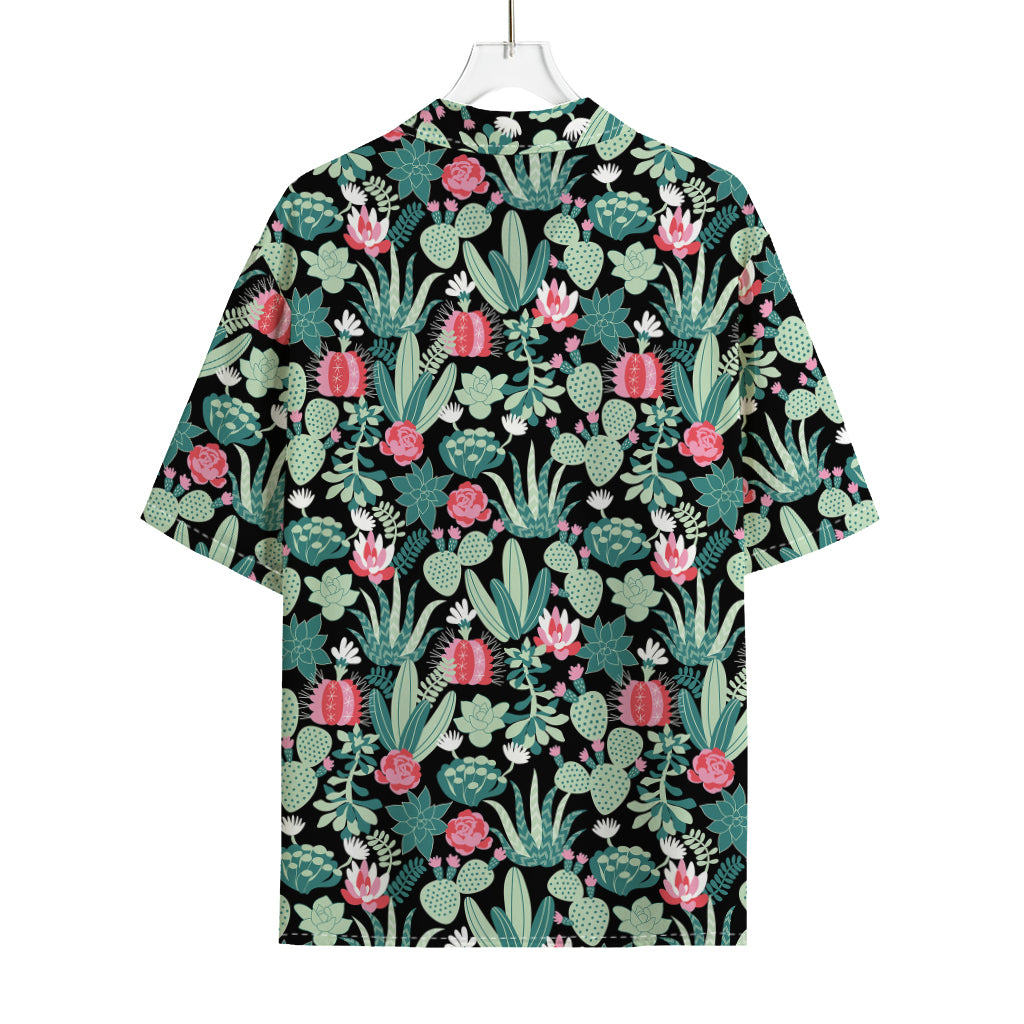 Cute Cactus And Succulent Print Rayon Hawaiian Shirt
