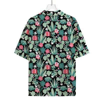 Cute Cactus And Succulent Print Rayon Hawaiian Shirt