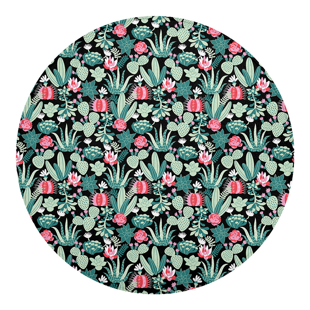 Cute Cactus And Succulent Print Round Blanket