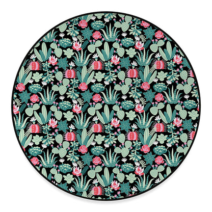 Cute Cactus And Succulent Print Round Floor Mat