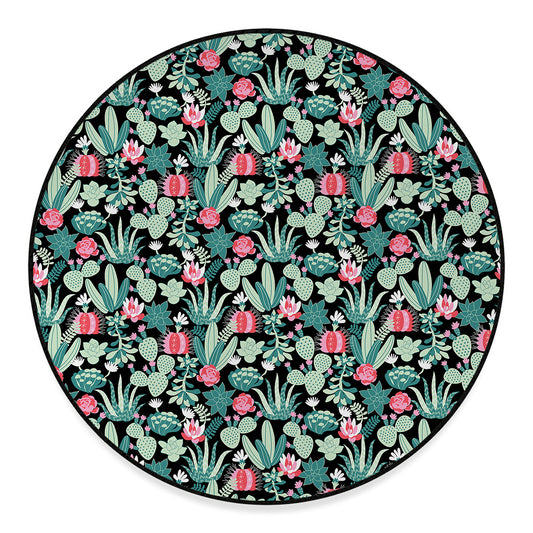 Cute Cactus And Succulent Print Round Floor Mat