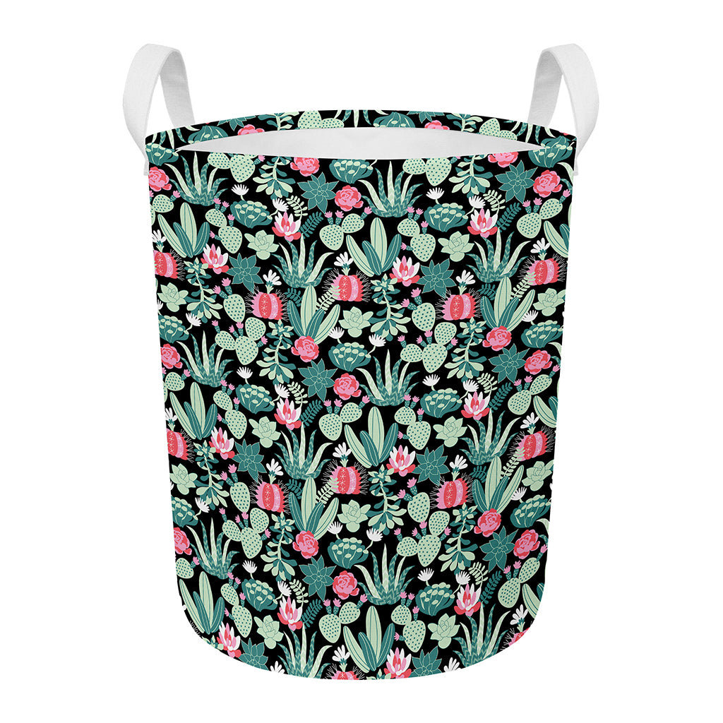Cute Cactus And Succulent Print Round Laundry Basket