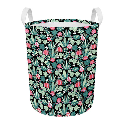 Cute Cactus And Succulent Print Round Laundry Basket
