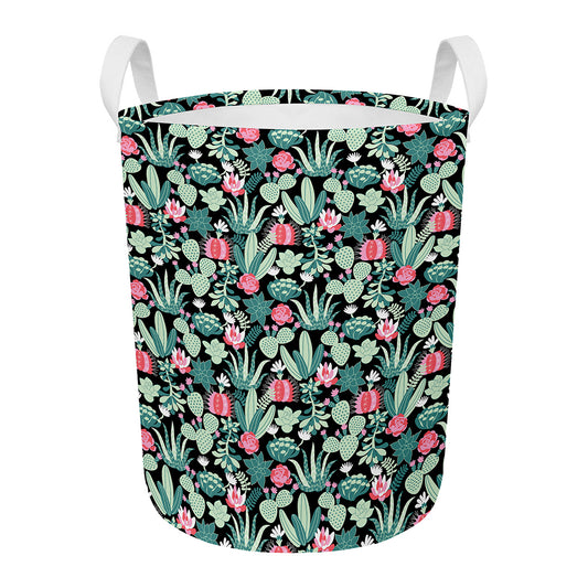 Cute Cactus And Succulent Print Round Laundry Basket