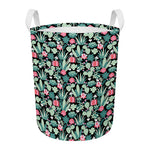Cute Cactus And Succulent Print Round Laundry Basket