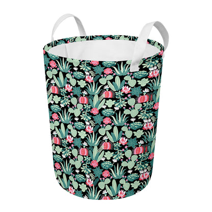 Cute Cactus And Succulent Print Round Laundry Basket
