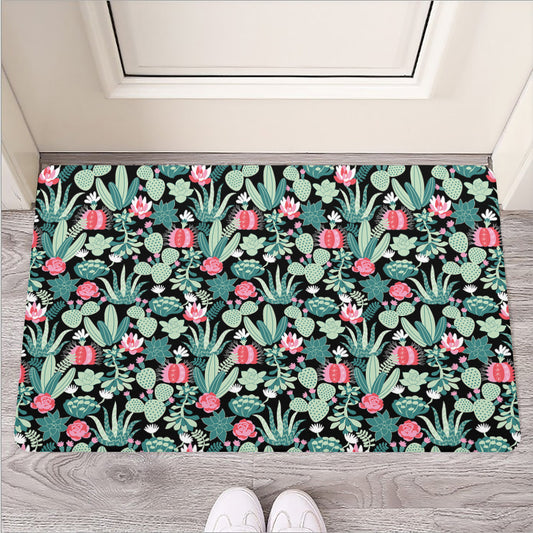 Cute Cactus And Succulent Print Rubber Doormat