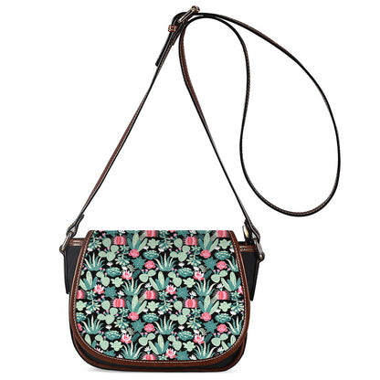Cute Cactus And Succulent Print Saddle Bag
