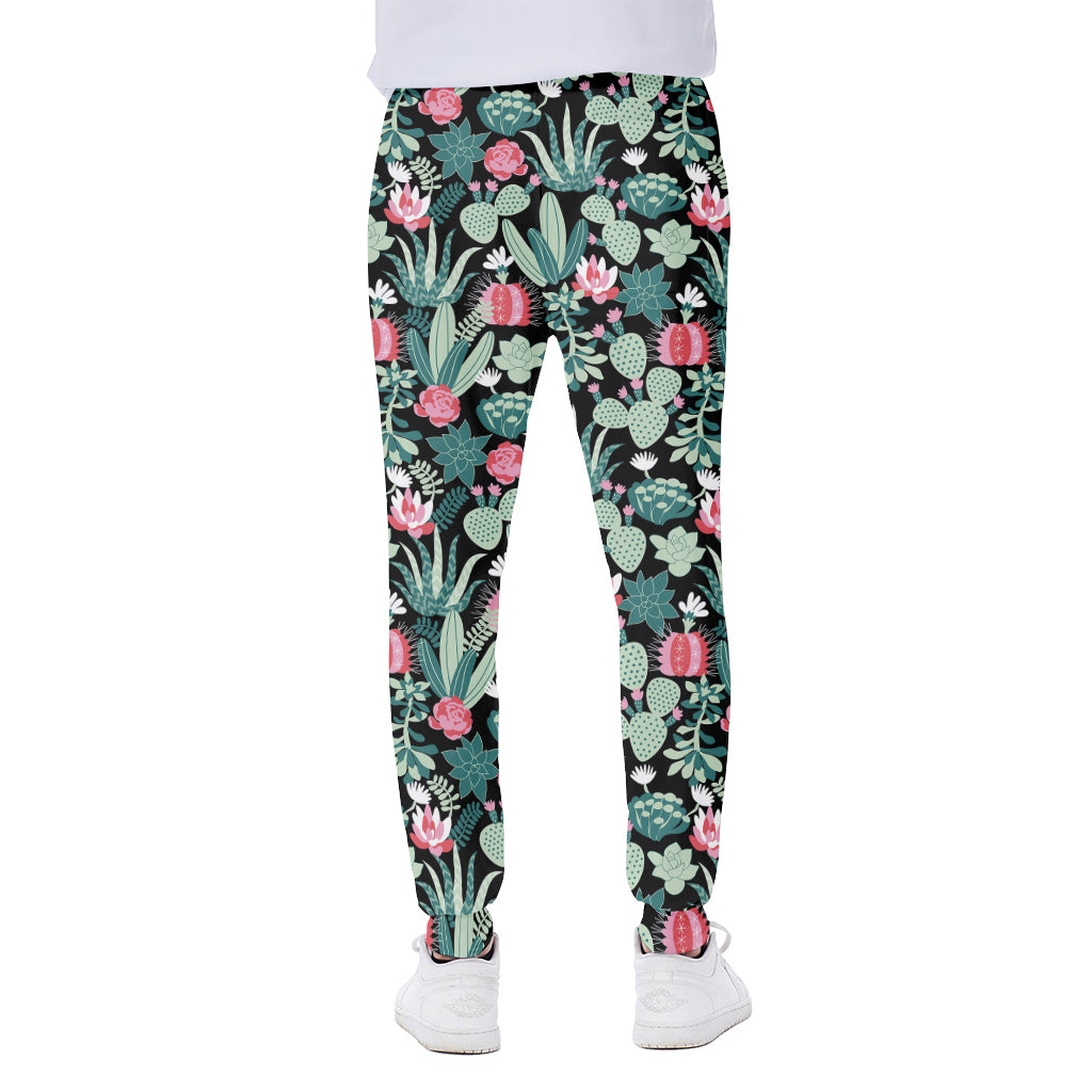 Cute Cactus And Succulent Print Scuba Joggers