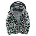 Cute Cactus And Succulent Print Sherpa Lined Zip Up Hoodie
