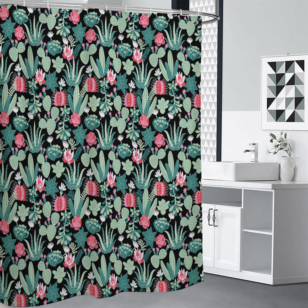 Cute Cactus And Succulent Print Shower Curtain