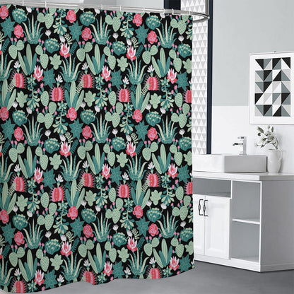 Cute Cactus And Succulent Print Shower Curtain