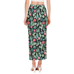 Cute Cactus And Succulent Print Side Slit Maxi Skirt
