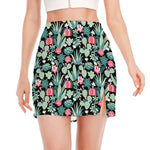Cute Cactus And Succulent Print Side Slit Mini Skirt