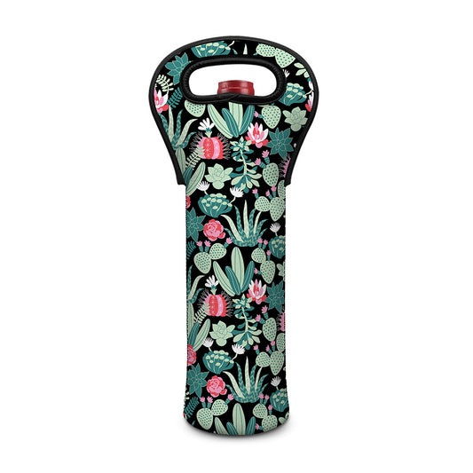 Cute Cactus And Succulent Print Single Neoprene Wine Tote