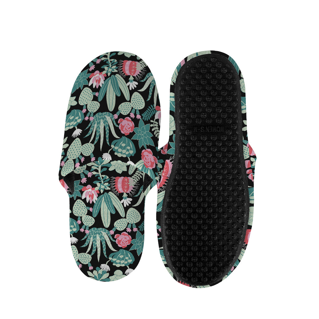 Cute Cactus And Succulent Print Slippers