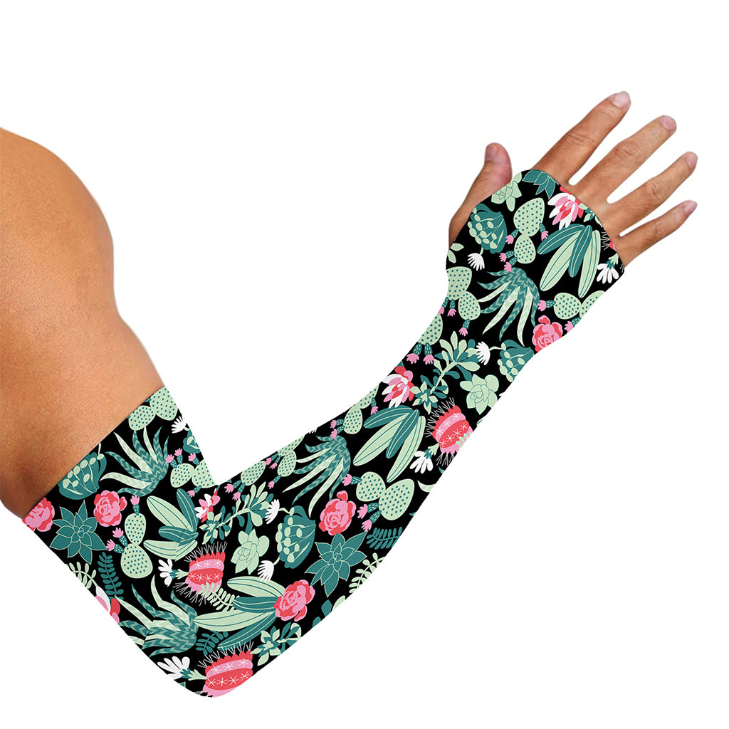Cute Cactus And Succulent Print Sun Protection Arm Sleeves
