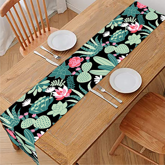 Cute Cactus And Succulent Print Table Runner