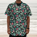 Cute Cactus And Succulent Print Textured Short Sleeve Shirt