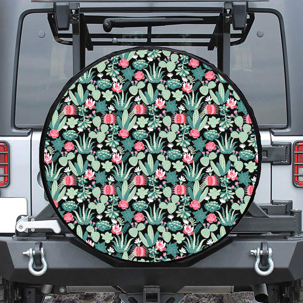 Cute Cactus And Succulent Print Tire Cover