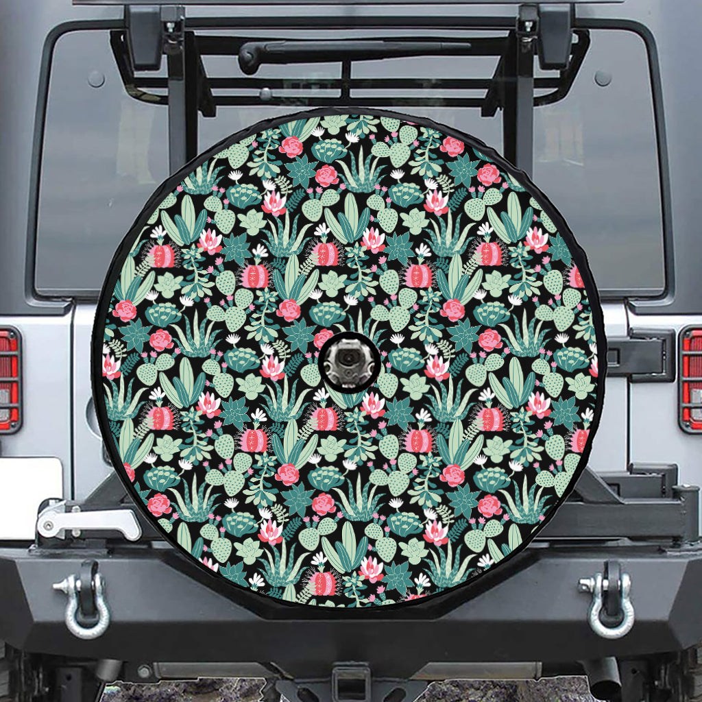 Cute Cactus And Succulent Print Tire Cover With Camera Hole