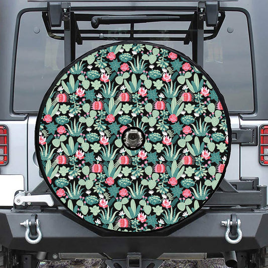Cute Cactus And Succulent Print Tire Cover With Camera Hole