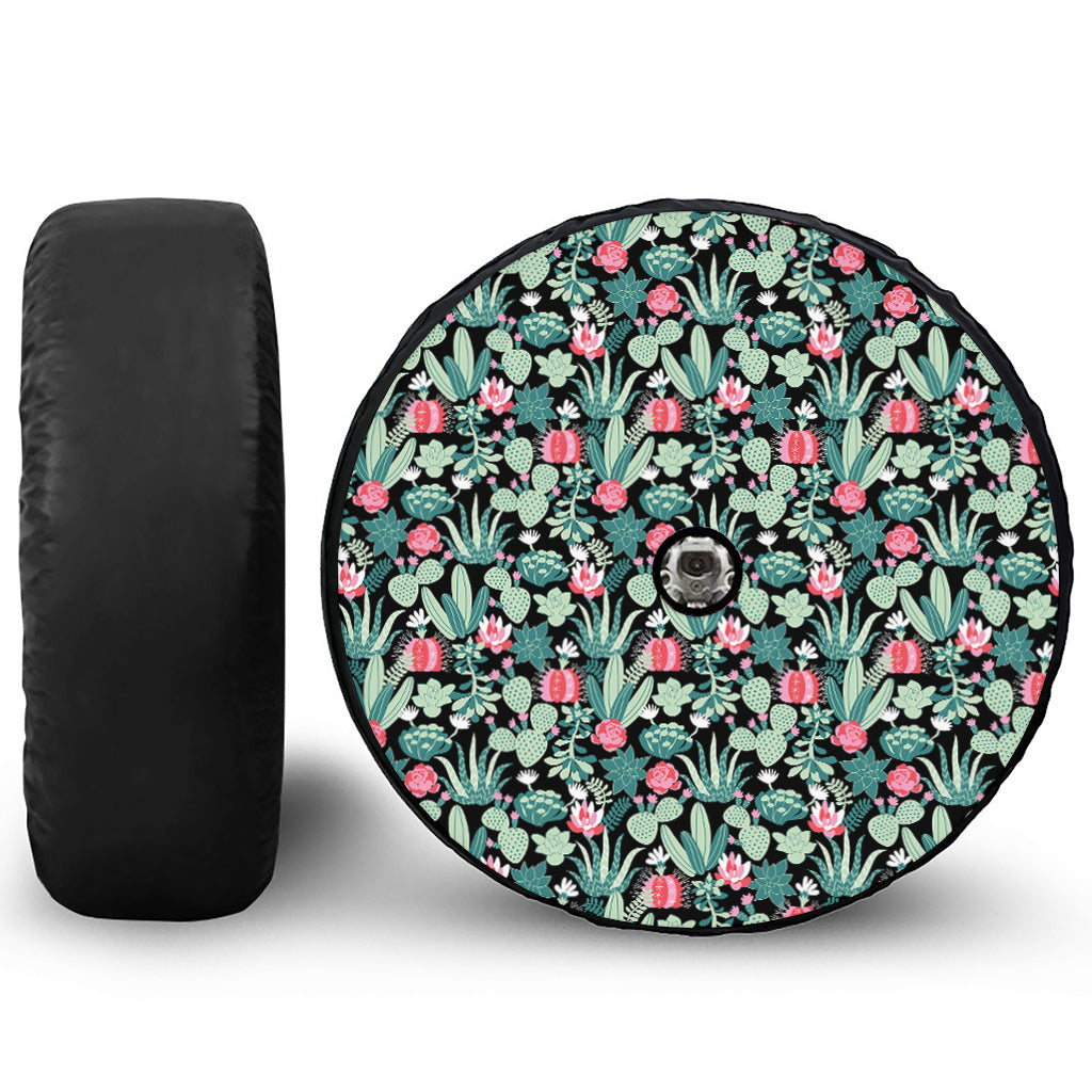 Cute Cactus And Succulent Print Tire Cover With Camera Hole