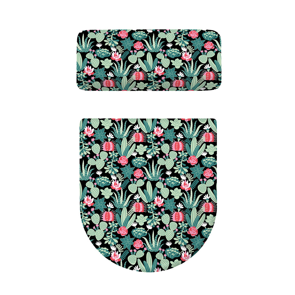 Cute Cactus And Succulent Print Toilet Lid And Tank Cover Set