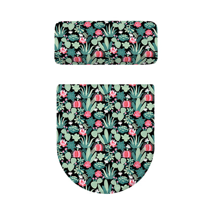 Cute Cactus And Succulent Print Toilet Lid And Tank Cover Set