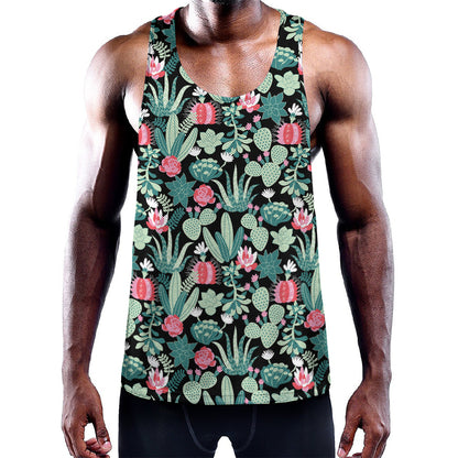Cute Cactus And Succulent Print Training Tank Top
