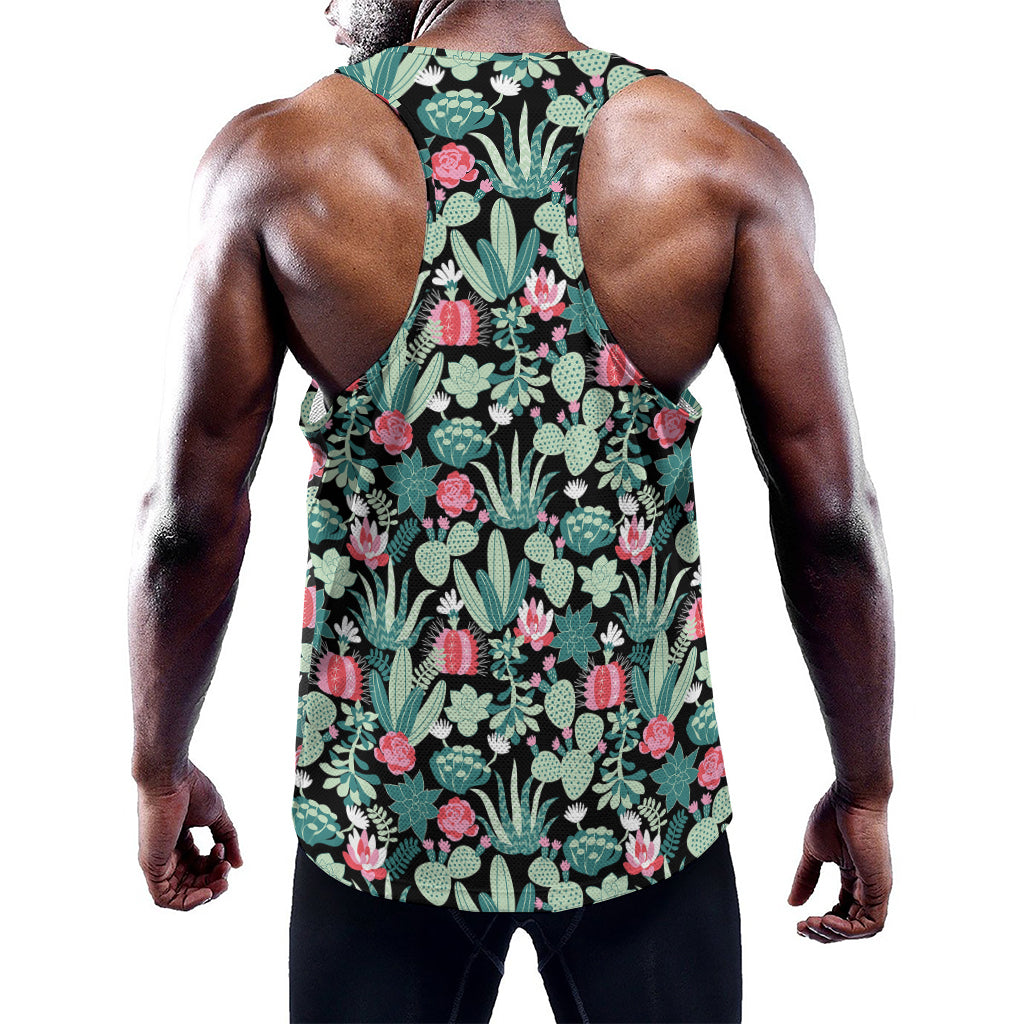 Cute Cactus And Succulent Print Training Tank Top