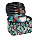 Cute Cactus And Succulent Print Travel Makeup Bag