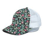 Cute Cactus And Succulent Print White Mesh Trucker Cap