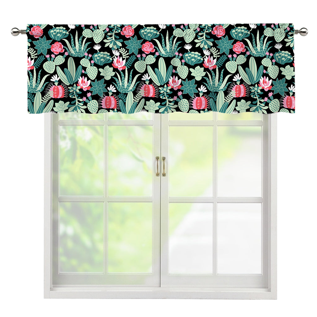Cute Cactus And Succulent Print Window Valance