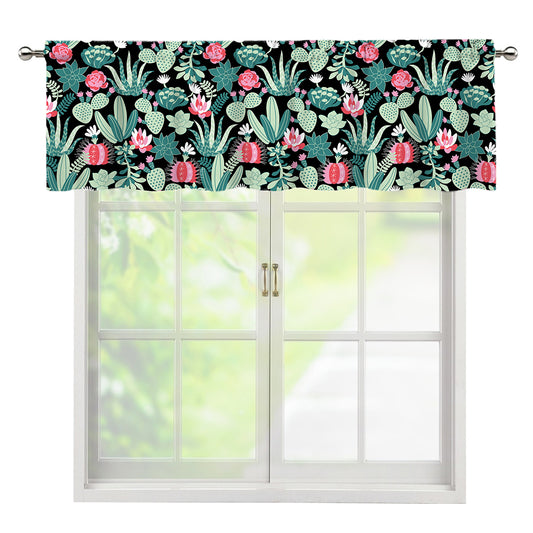 Cute Cactus And Succulent Print Window Valance