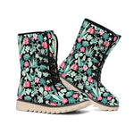 Cute Cactus And Succulent Print Winter Boots