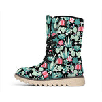 Cute Cactus And Succulent Print Winter Boots