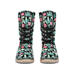 Cute Cactus And Succulent Print Winter Boots